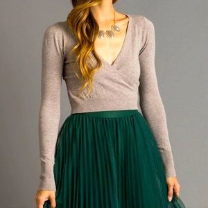 Morning Lavender Rossette Surplice Sweater top size Medium to Large